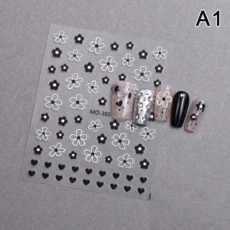 

Наклейка для ногтей в форме цветка, черно-белая стереоскопическая нарисованная вручную наклейка для ногтей, украшение своими руками, самодельная наклейка для улучшения