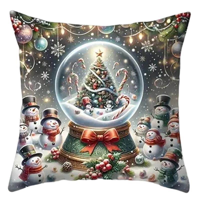 1 Stück Weihnachts-Kerze Glaskugel Druck Kissenbezug Festliches Zwerg-Design Kissenbezug Mode Heimparty Dekoration Kissenbezug