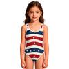Girls One Piece Swimsuit Independence Day Pattern Round Neck Sleeveless Swimwear Suitable for Summer Beach Pool Activities