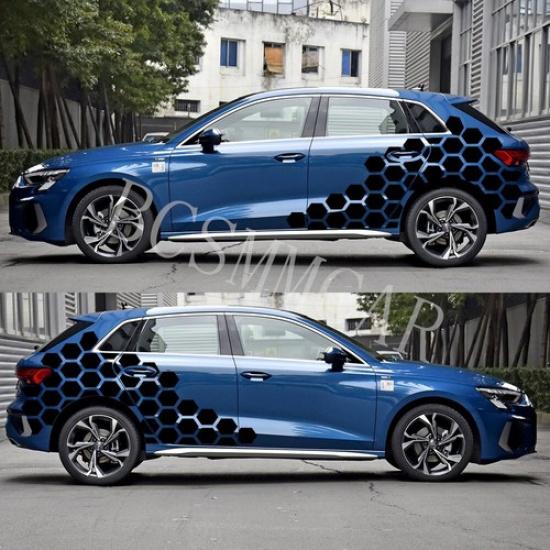 Hexagon Car Graphics Honeycomb Side Stickers Car Styling Decoration Sport Decals