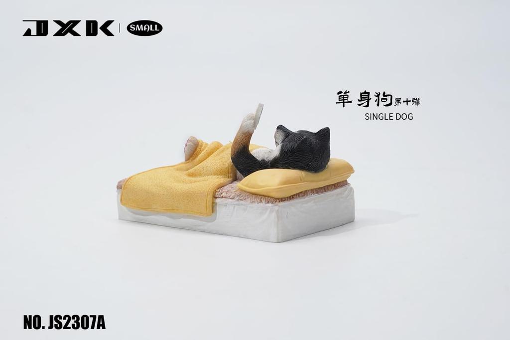 JXK Scale Bachelor Shiba Inu Miniature Dog Goodnight Shiba Magnetic Refrigerator Sleeping Dollhouse Mini Dog Resin Model Birthday Fully Assembled 1/6