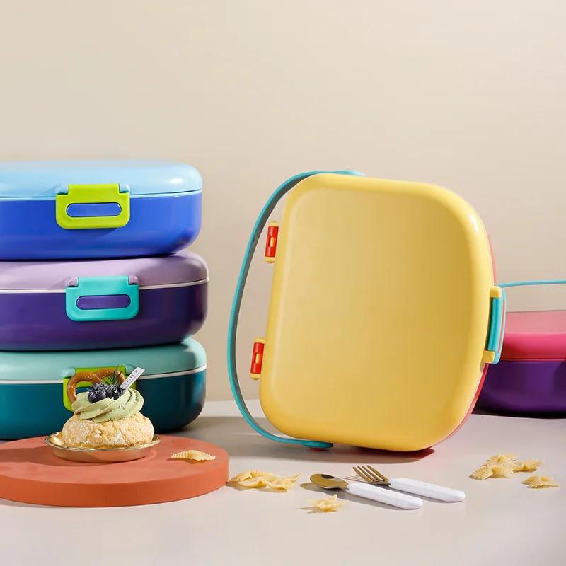 Portable 1300ML Divides Lunch Box Reusable Creative Outdoor Picnic Box BPA-Free 4 Compartment Food Container Student Children LI