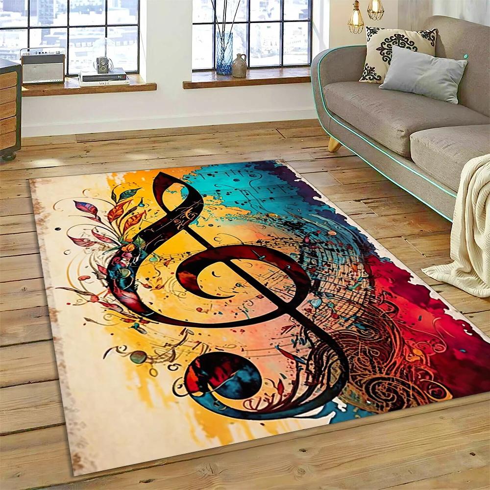 Nota musical colorida, partitura musical, desenho animado, tapete para casa, sala de estar, quarto, sofá, capacho, decoração, área infantil, tapete antiderrapante