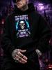 Unisex Hoodie, Halloween, Grim Reaper Skull And Crossed Scythes Funny Quote Graphic, Pullover Sweatshirt, Gothic Streetwear Casual, Autumn Winter Outd