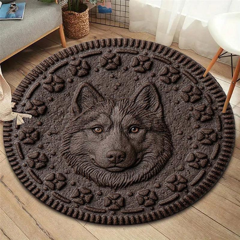 Cookie Magical Creature PrintRound Area Rug,Carpet Rug for Living Room Bedroom Sofa Playroom Decor,Non-slip Floor Mat