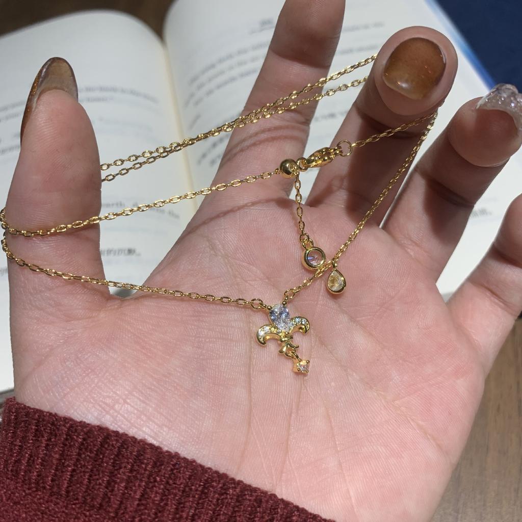 Medieval High Carbon Diamond Iris Necklace Female Niche Design Push-Pull Retractable Collarbone Chain High-End Accessories