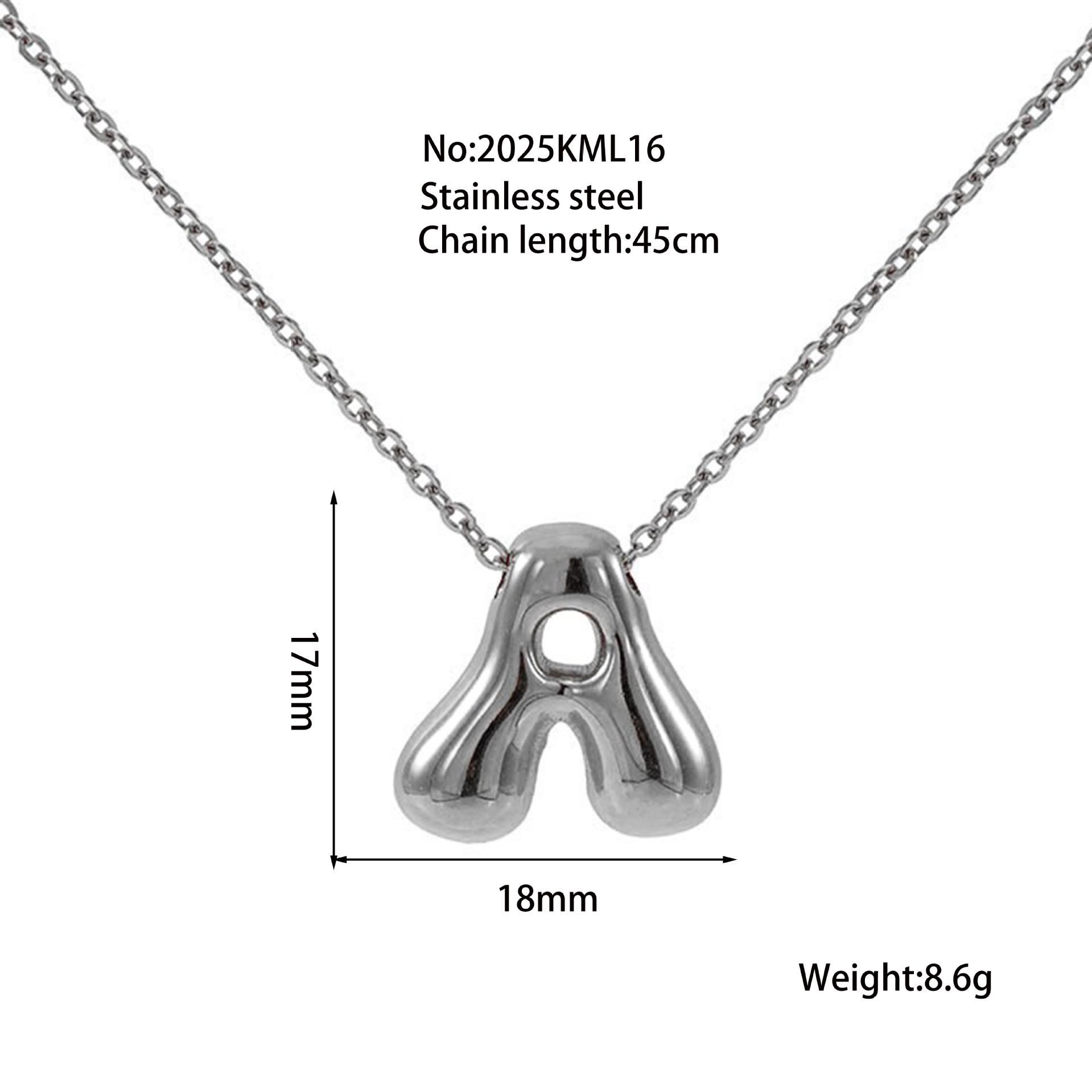 

CARLIDANA Hot Sale Cute Bubble Balloon 26 English Letter Pendant Stainless Steel O-chain Gift Jewelry for Women Name Letter Z&40 and 5cm серебряный