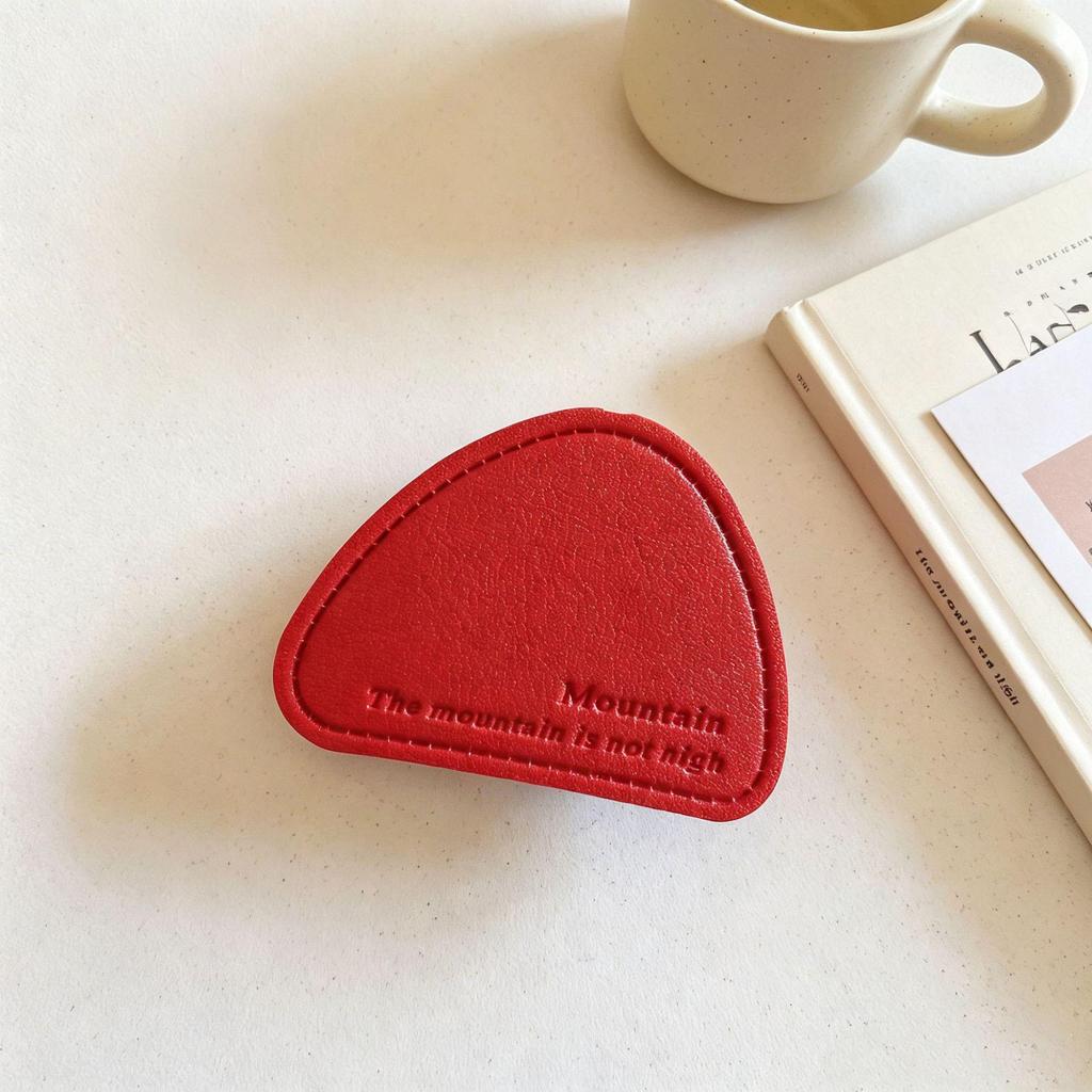Irregular English Solid Color Leather Phone Holder & Airbag Stand for Desktop