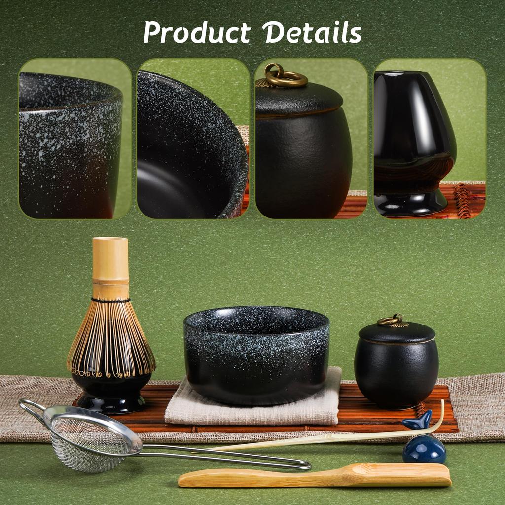 DiDiBirDi Matcha Set, 9-Piece Tea Ceremony Set, Includes Matcha Bowl, Matcha Whisk Stand, Matcha Bamboo Scoop, Traditional Bamboo Chasen, and