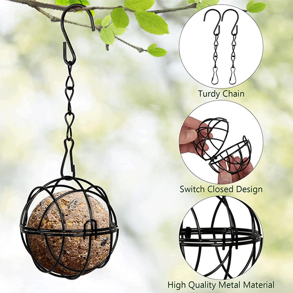 Round Shape Metal Bird Feeders Hanging Bird Food Holders for Attracting Woodpecker Robin