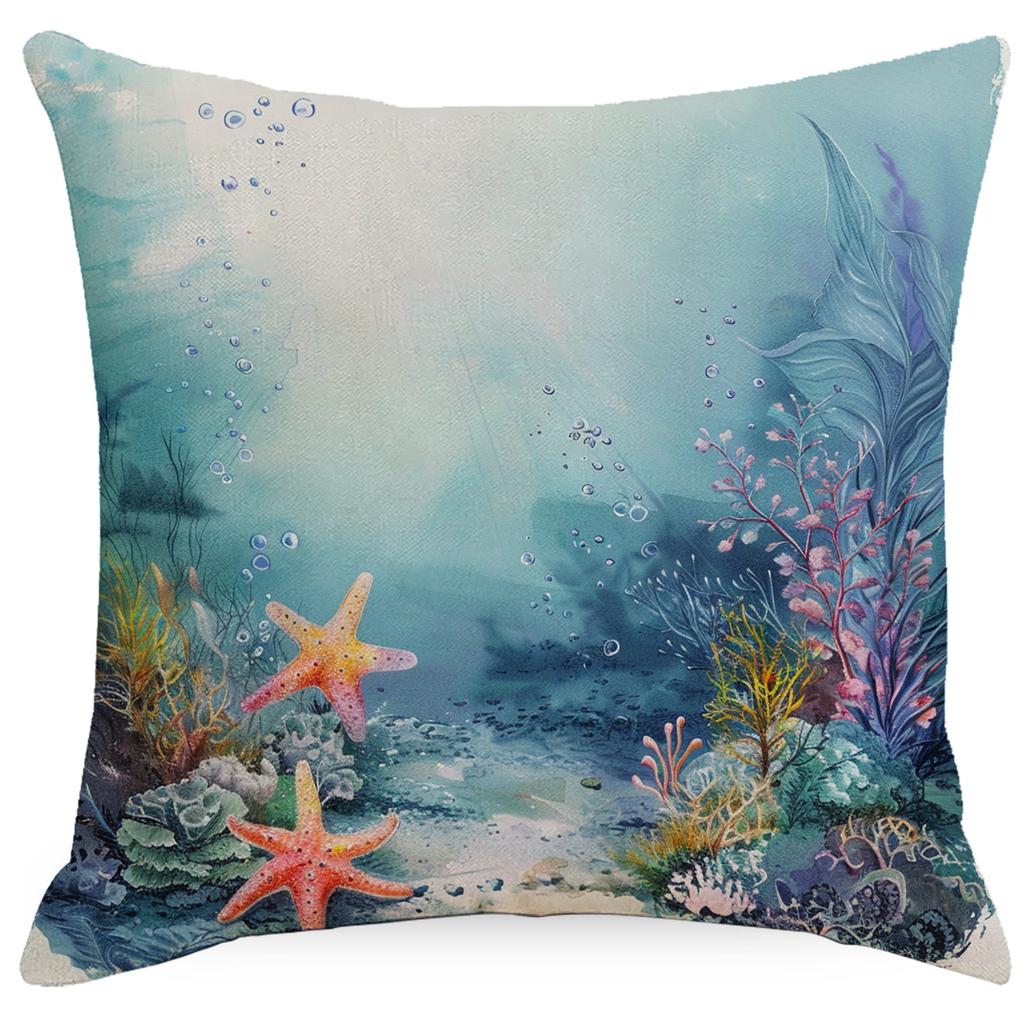 Colorful Marine Life Shell Pillowcase Summer Holiday Beach Hotel Decorative Cushion Cover