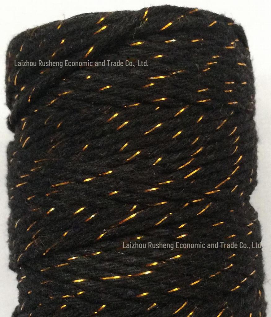 Gold, Silver & Copper Cotton Rope with Gold Thread and Multi-colored Cotton Rope - 100m.