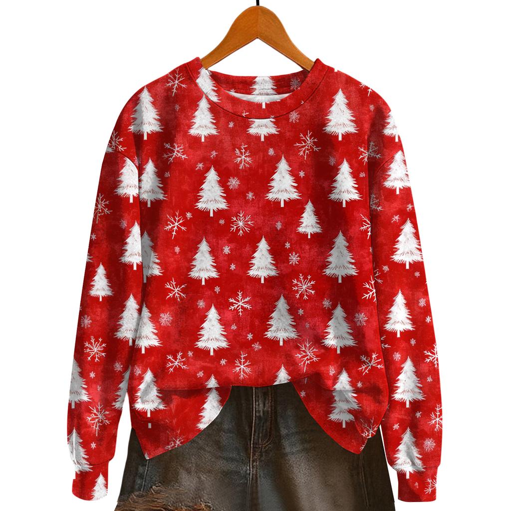 Damemote Langermet Christmas Snowman Snowflake Print Jakke Cardigan