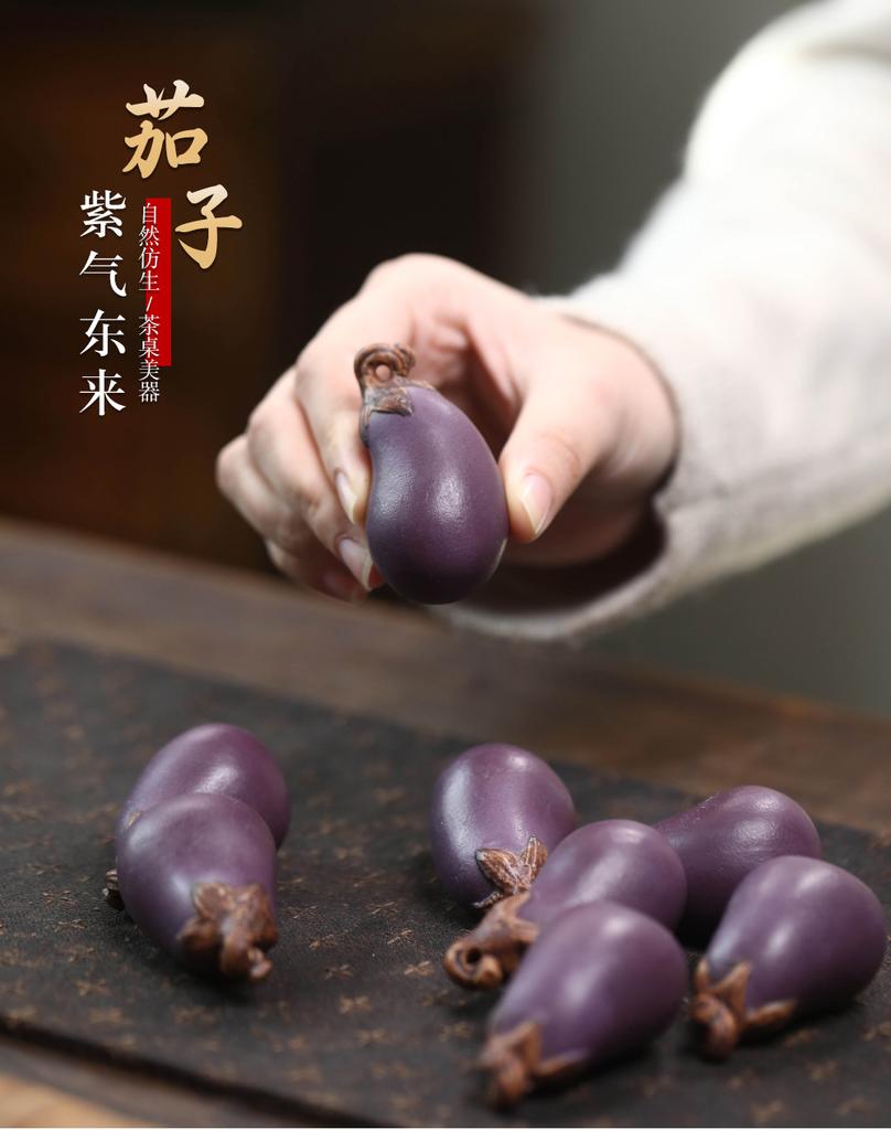 Purple sand eggplant tea pet handmade bionic plant vegetable melon fruit purple gas Donglai tea set ornament sculpture