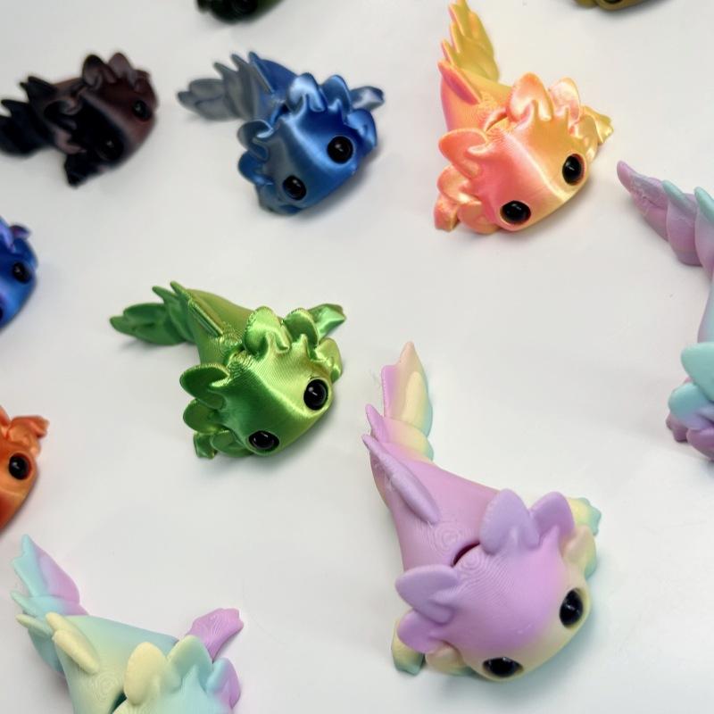 10 Stück 3D-gedruckte bewegliche Figur, 6 cm niedliches Tier-Spielzeug, zufällige Farbe mit schwarzen Augen zur Dekoration