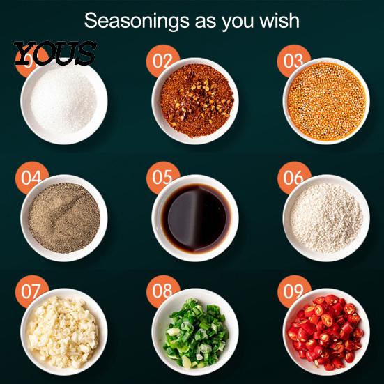 Countertop Spice Storage Jars 304 Stainless Steel Jar Set, Seasoning Container with Glass Lid Refillable Condiment & Spoon, Rustproof