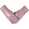 Winter Leather Gloves Women, Warm Wool Lining Touchscreen Texting