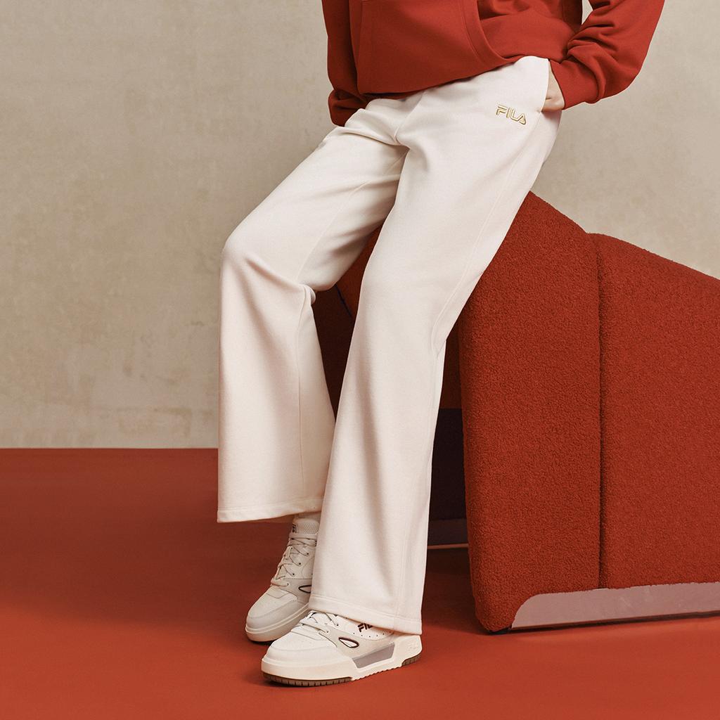 FILA Original Classic Minimalist Fashion Retro Versatile Comfortable Loose Casual Pants Women bottoms Steam-White F51W619601FIV