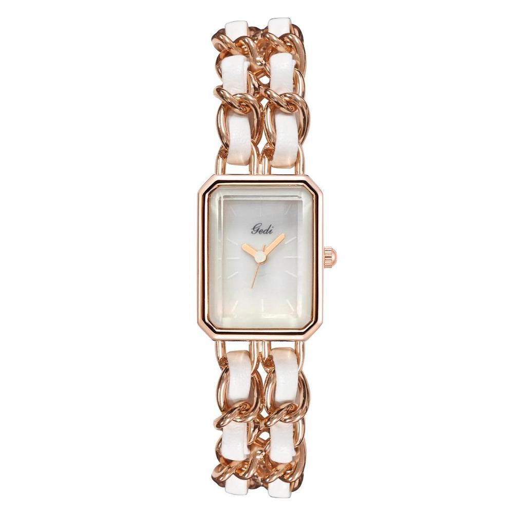 Gedi Elegant Small Square Women's Quartz Watch with Niche Bracelet Style