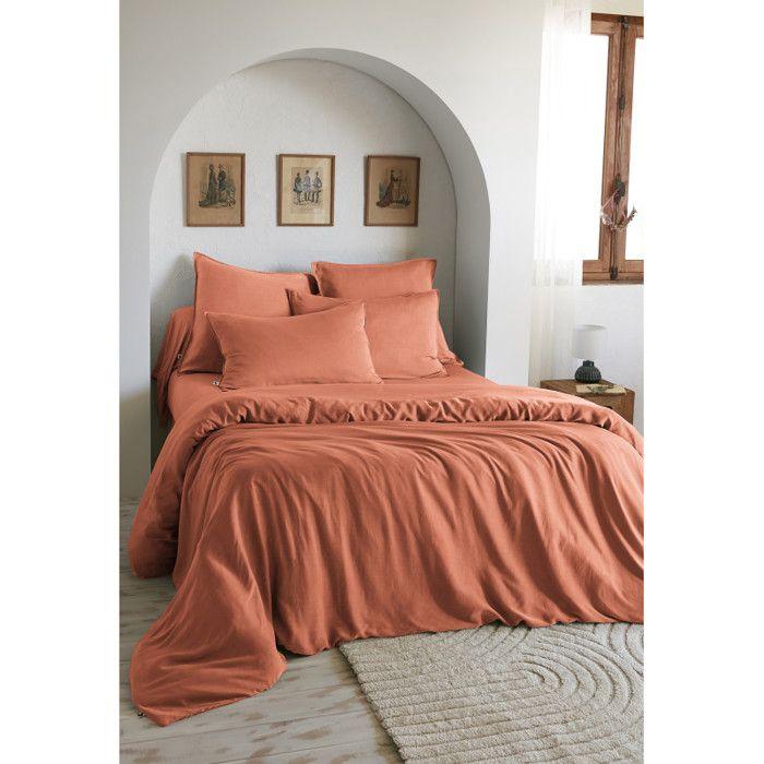 Housse de couette "Lysandre" toutes dimensions "Lyocel" L'effet Papillon - Lysandre Terracotta - Housse de couette 260 x 240 cm