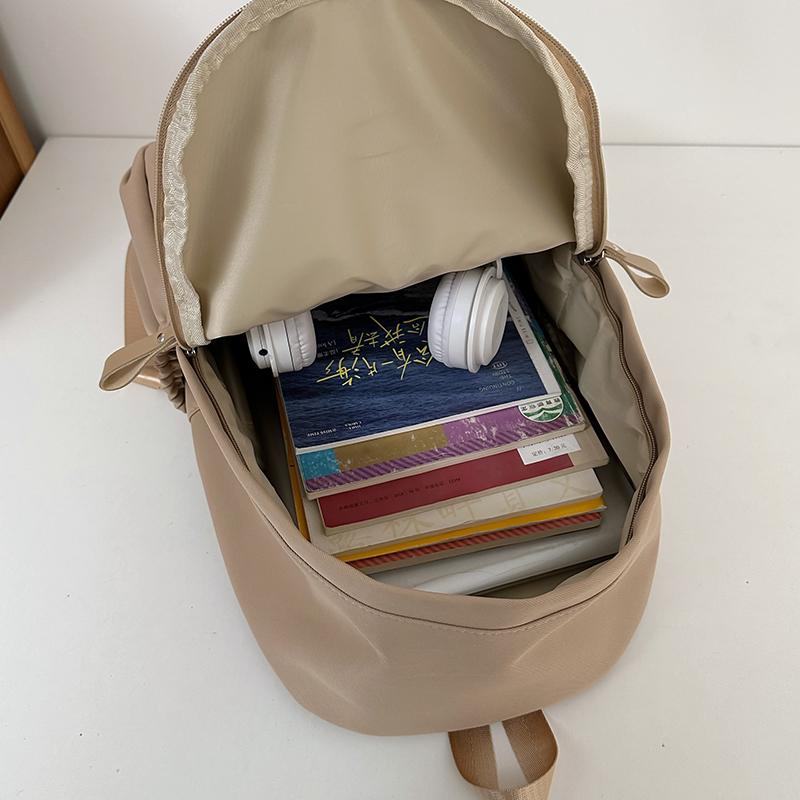 Solid Color Student School Bag Women's Large Capacity Backpack Campus Backpack