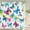 Beautiful Butterfly Shower Curtains Waterproof Fabric Floral Bath Curtains For Bathroom Bathtub Bathing Cover With Hooks