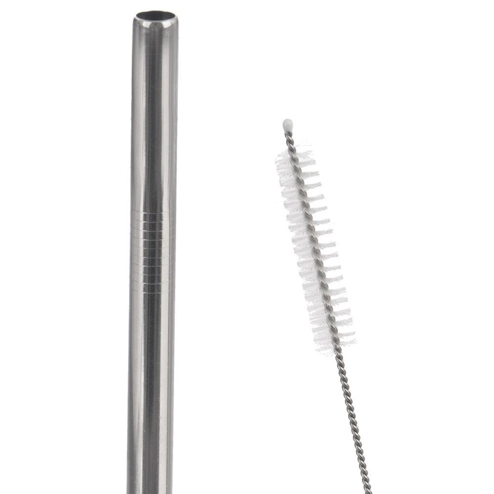 4x Reusable Steel Drinking Straws with a Cleaner Brush