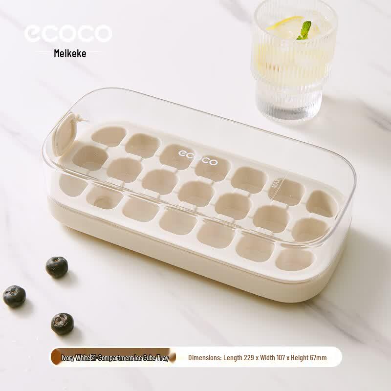 ecoco 21-Fächer Silikon-Eiswürfelform mit Deckel