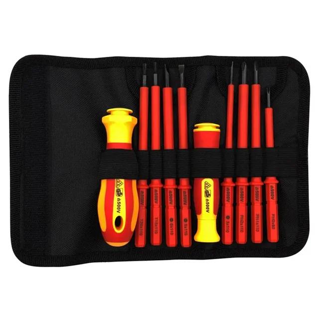 

500V Insulated Screwdriver Set 10pcs Changeable Insulated Screwdrivers Set with Magnetic Slotted Phillips Pozidriv Torx Bits
