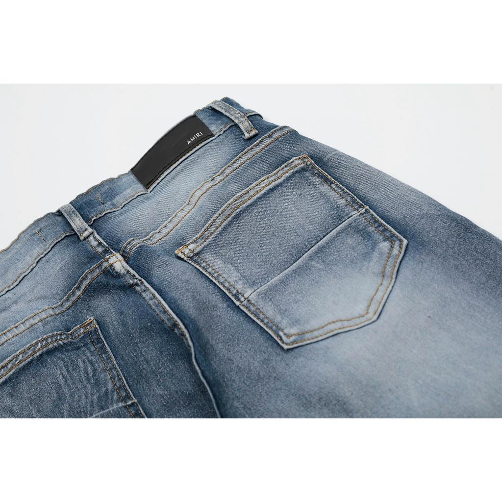 M38 Amiri Herren- und Damen-Jeans im amerikanischen Stil mit Stoffflicken, Löchern, Stickereien, lässige und modische High-Street-Hosen