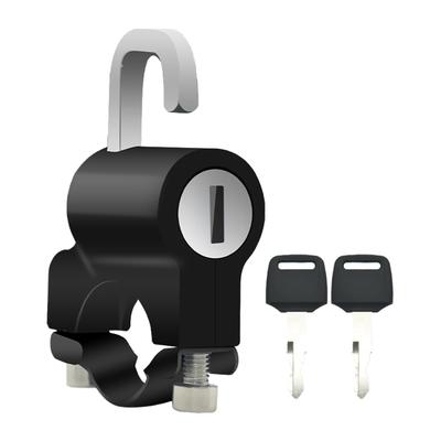 Helmet Lock, Helmet Holder, Motorcycle, Bicycle, Handlebar, Universal Key Lock, Anti-Theft, Black