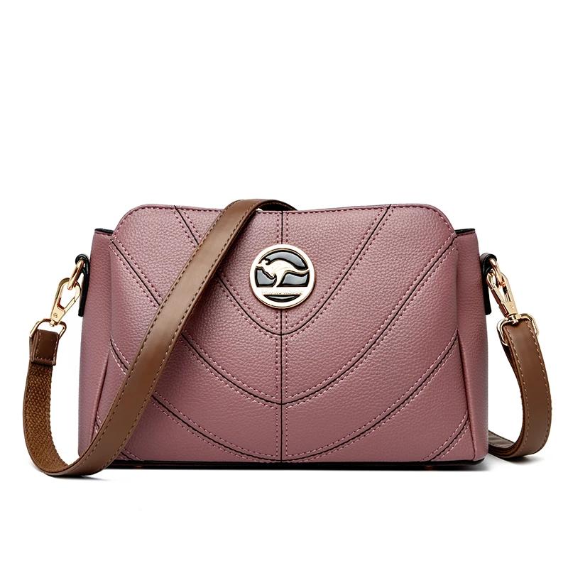 Brand Women Soft Leather Bags Luxury Designer Sewing Thread Handbag High Quality Crossbody Shoulder Bag