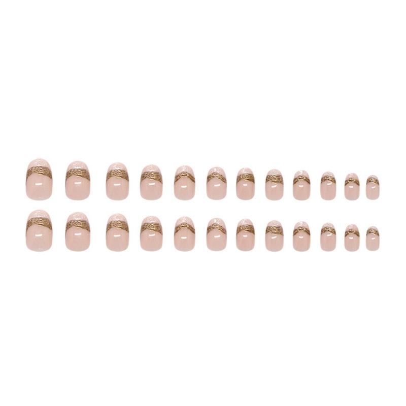 Unghie finte lucide da premere con mandorla, unghie adesive in 12 misure, 24 pezzi punte per unghie francesi per decorazioni fai da te per nail art