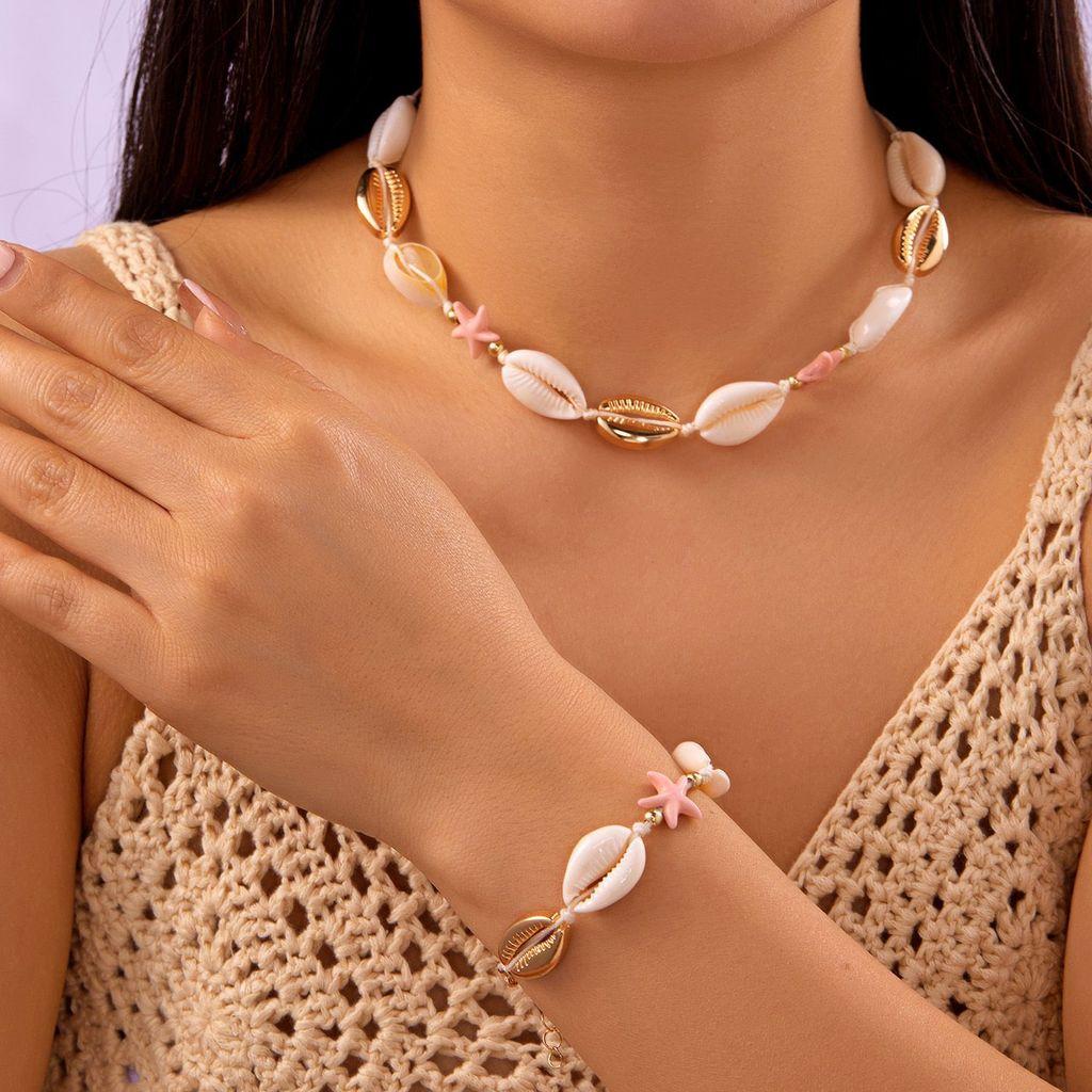 Summer Shell Jewelry With Alloy Chain For Casual Beachwear