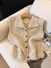 2026 Korean Style Stand Collar Fluffy Wool Vest - Autumn/Winter Sleeveless Loose Cardigan Sweater