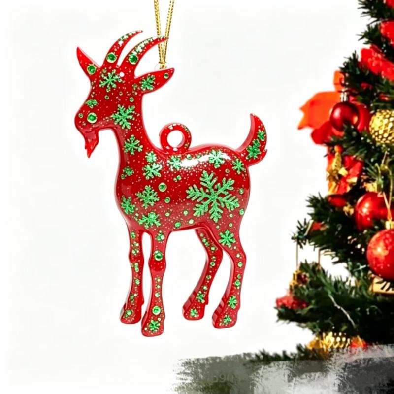 Sparkly Goat Hanging Ornament 2D Flat Acrylic Artificial Rhinestone Pendant for Halloween Decor Costume Accessory Gift