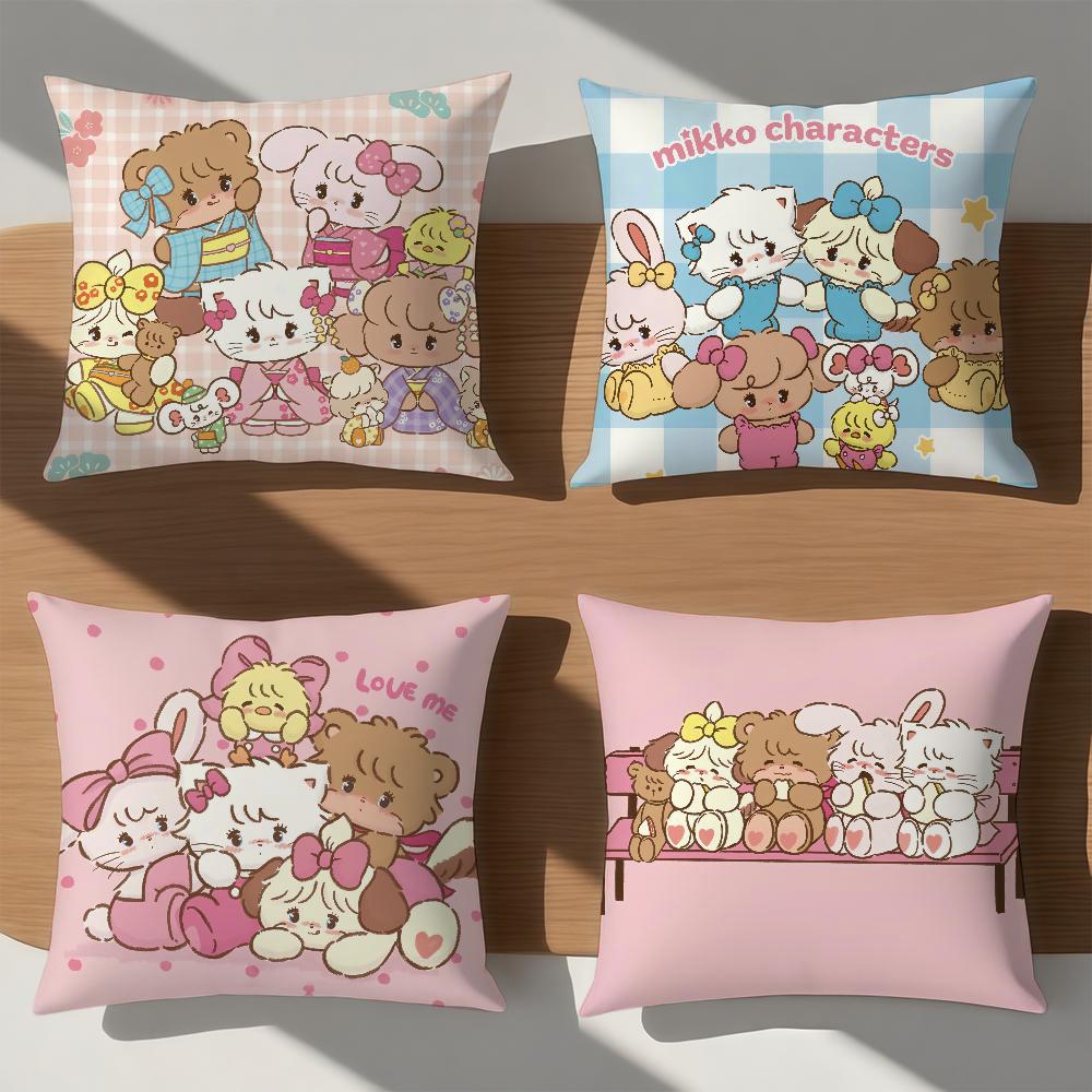 Cartoon Fun Art Pink Kawaii MMikko Cute Soft Comfort Pillowcase for Sofa Nap Living Room Party Home Pet Decor Pillowcover