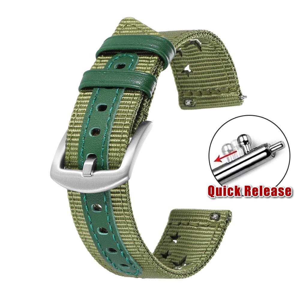 Nylon Watch Band 18mm 20mm 22mm for Seiko for Omega Breathable Nylon Leather Strap Quick Release Bracelet Smartwatch Wrist Bands