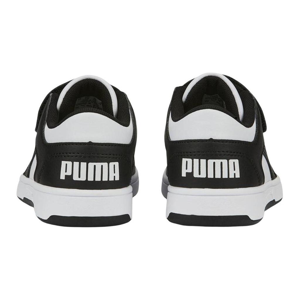 Puma Rebound Layup Lo Velcro Durable Anti-Kick Low-Top Skate Shoes Kids Sneakers Black White 370492-16