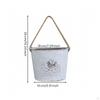 Hanging Flower Pot Distressed White Iron Bird Motif Metal Bucket Planter