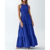 Summer Women's Dress Round Neck Patchwork Pit Stripe Sleeveless Vest Pocket Dresses