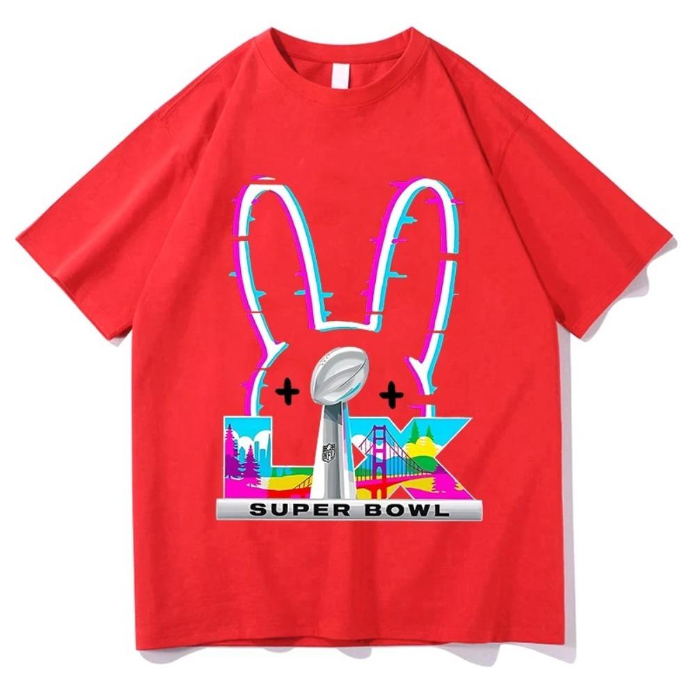 Bad Bunny Super Bowl LIX 2026 Neon Rabbit Oversized T-Shirt, San Francisco NFL Graphic Tee, Unisex Casual Top