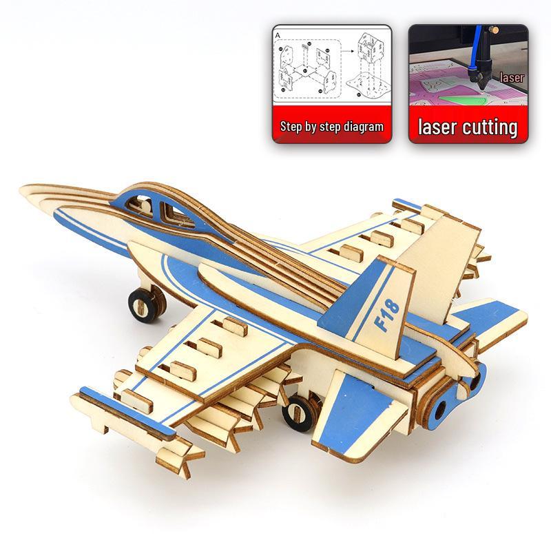 3D Wooden Airplane Model Jigsaw Puzzle - Educational Building Blocks for Children