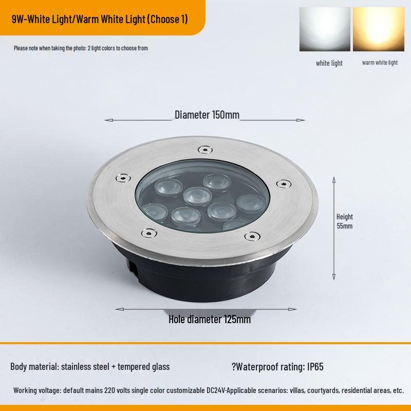 Ultra-Thin Waterproof LED In-Ground Courtyard Spotlight for Garden Decoration