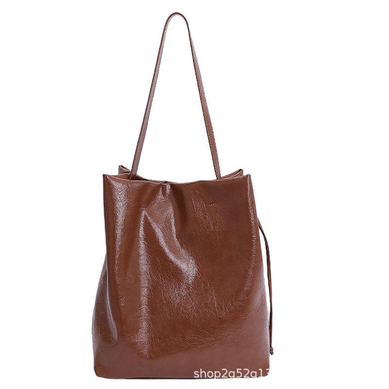 Fashion Casual Personality Popular Large Bag Women's Commuter Drawstring Lazy Casual Versatile Shoulder Bag Underarm Bucket Women's Bag