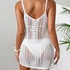 European and American Women's See-Through Spaghetti Strap Knit Beach Dress