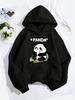Cartoon Panda Print Autumn/Winter Women's Cute Hoodie Round Neck Long Sleeve Casual Women's Sweatshirt Clothing
