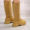 Chic Women Long Boots Brand Design Terry Cloth Knee-high Booties Ladies Thick Sole Pink Green Botas Tone To Tone