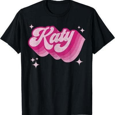 Katy Křestní jméno Vintage 70. léta Styl Personalizované Dámské Retro Tričko