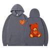 Unisex Hooded Sweatshirt With Teddy Bear Print Casual Oversized Pullover Winter Youth Streetwear